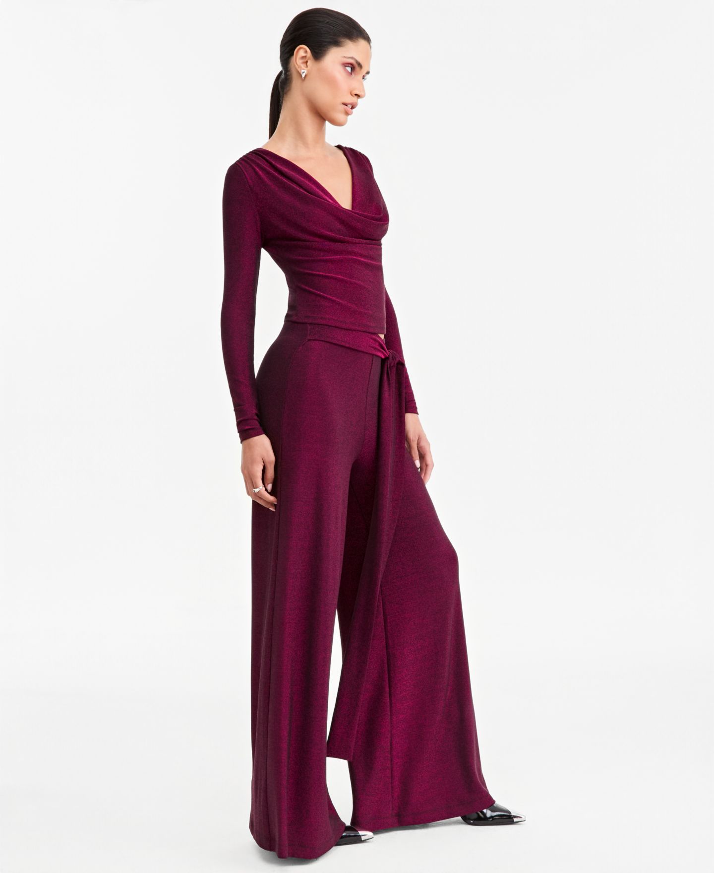 Женские брюки LAPOINTE | Macy's Metallic-Knit Wide-Leg — фото 3
