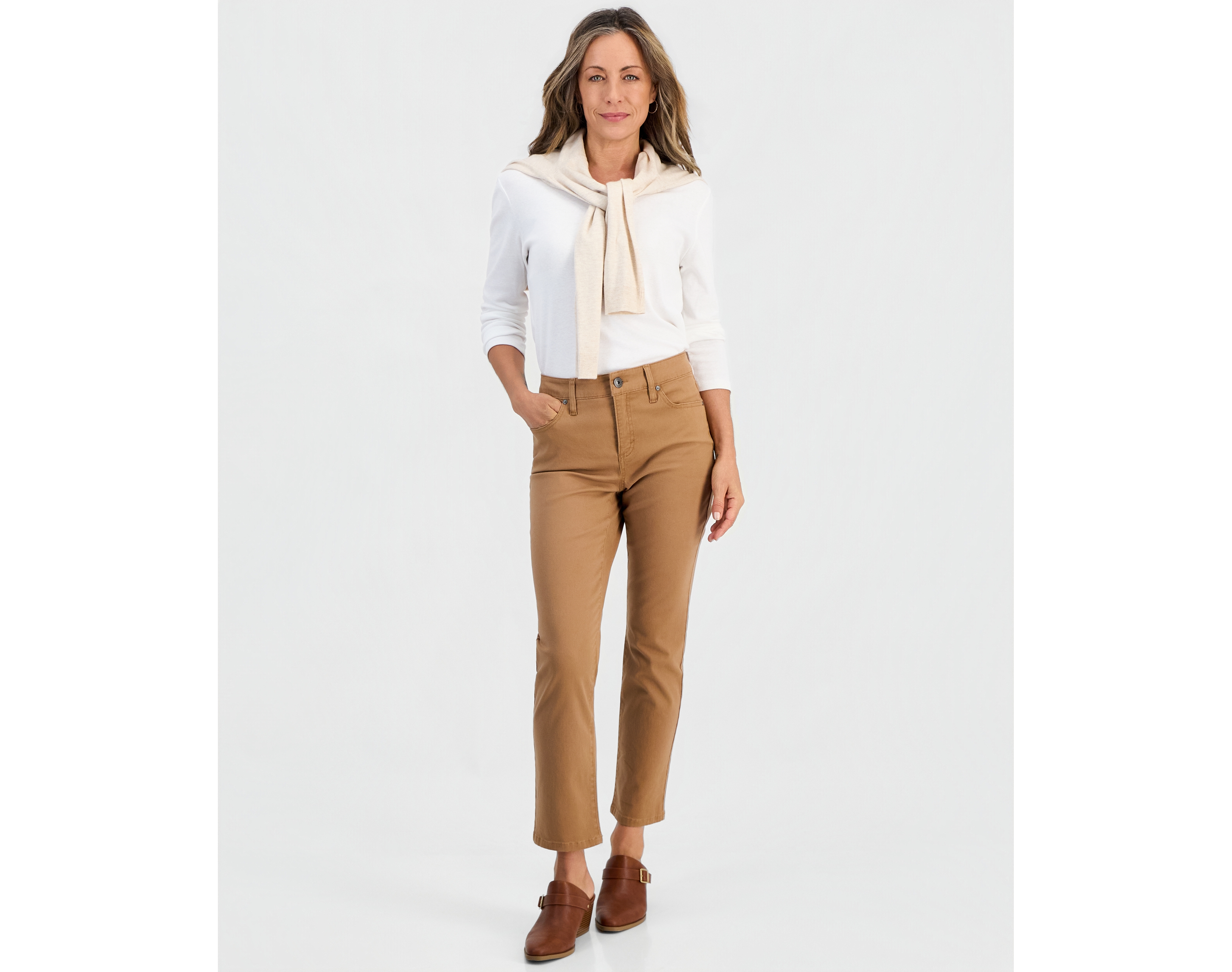 Style & Co Petite High Rise Natural Straight-Leg Jeans, Created for Macy's