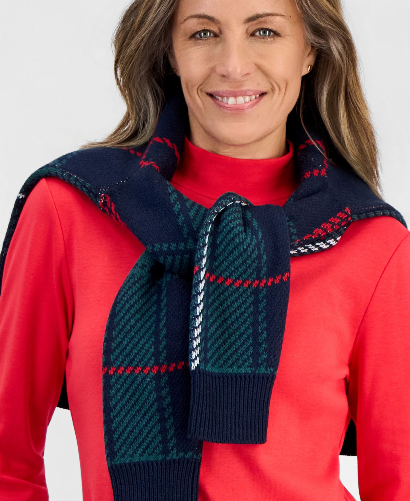 Женский топ Style & Co Printed Mock-Neck Knit Top, цвет: Lollipop — фото 3