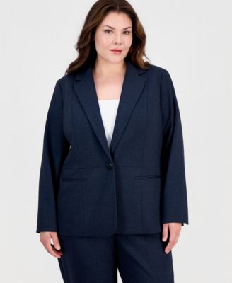 Plus Size Notch Collar Seam-Waist Jacket