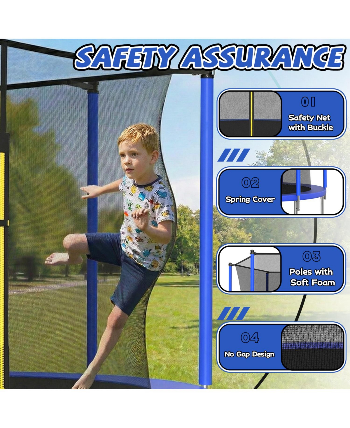 Zeny Classic 10Feet Straight Pole Trampoline with Basketball Hoop and Ladder