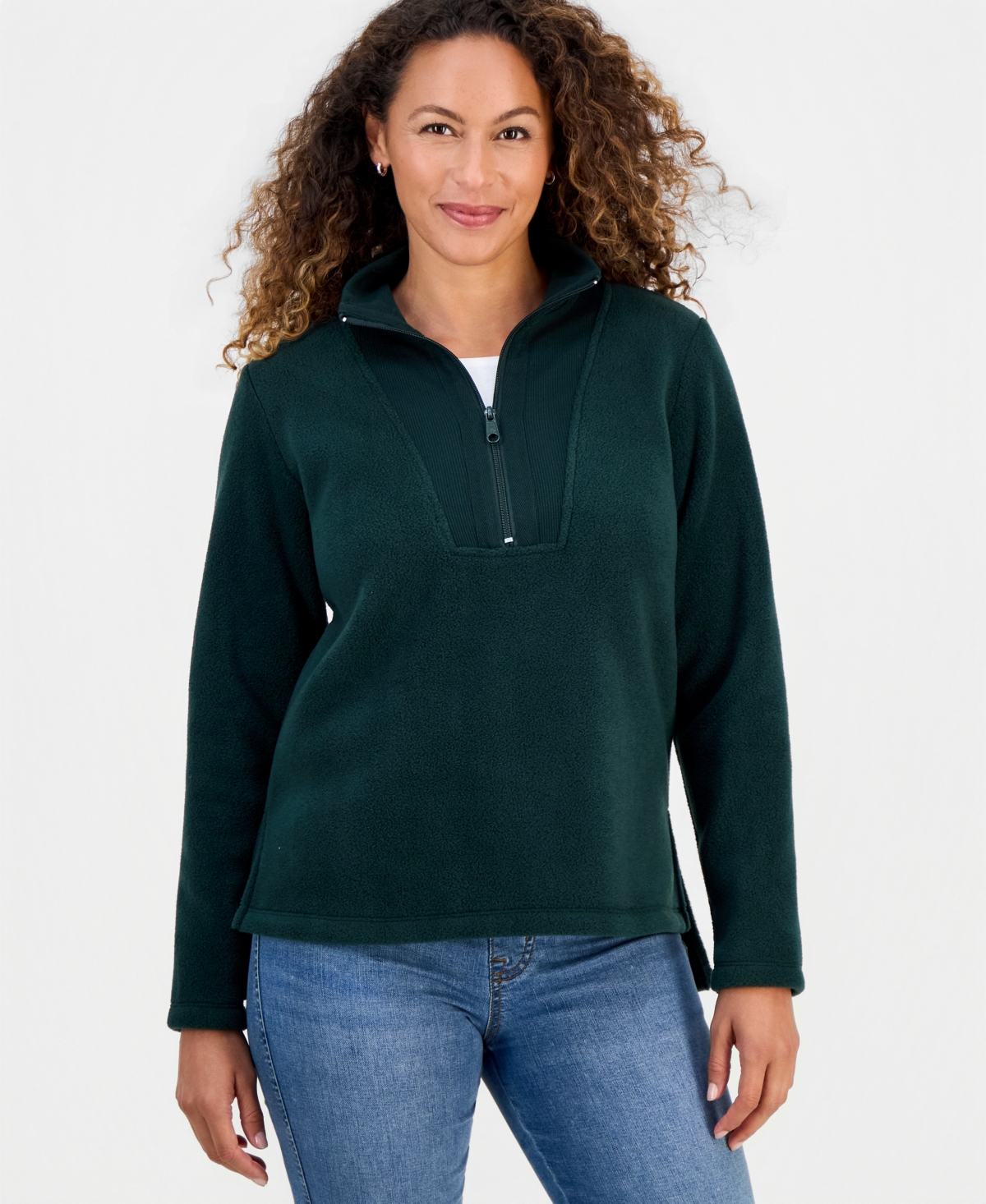 Style & Co Petite Polar Fleece Quarter-Zip Tunic, Macy's Exclusive