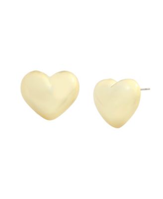 Gold Boho Puffy Heart Stud Earrings