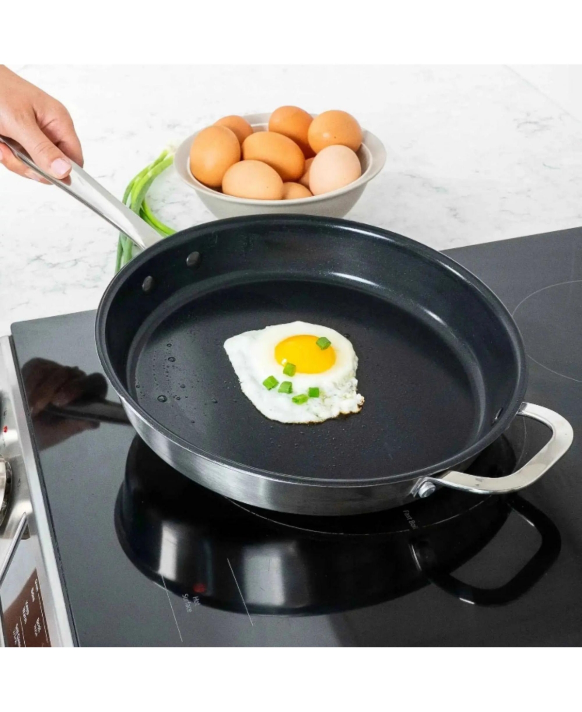 Alva Maestro 8" Nonstick Stainless Steel Frying Pan with Glass Lid
