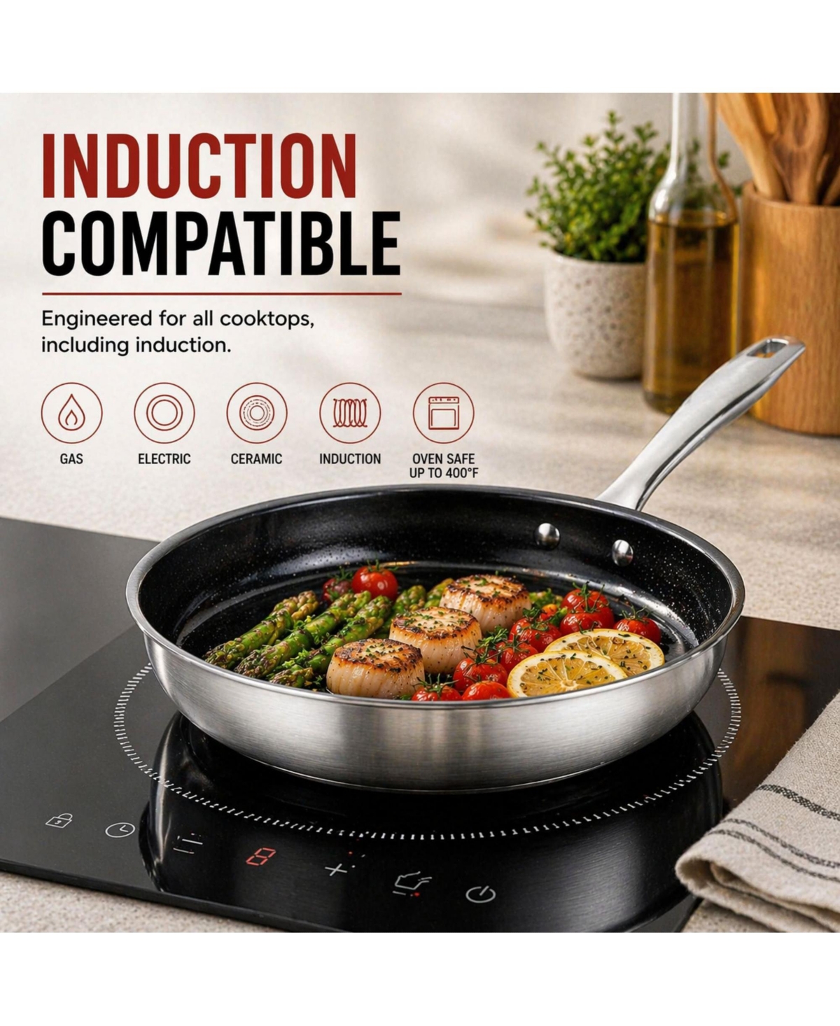 Alva Maestro Nonstick Stainless Steel Frying Pan – 5-Ply