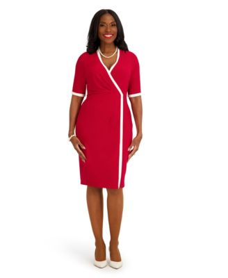 red professional dress Women's Work Dresses The Alyssa Dress in Power Red is a bold and dynamic choice for a business casual dress Red Cotton Pencil Dress With