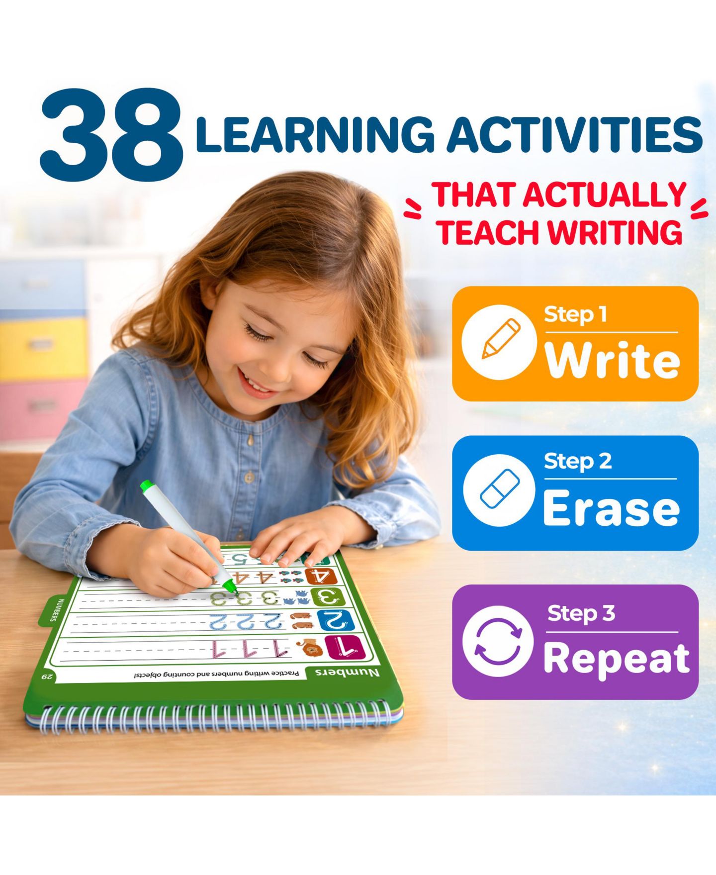 Детские игрушки Quokka Tracing Books for Kids Ages 3-5 - Dry Erase Activity Books for Kids Ages 3-5 - Writing Practice Workbook with Markers — фото 3