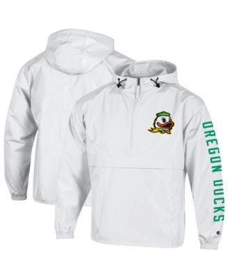 Men's White Oregon Ducks Cloud Packable Half-Zip Hooded Jacket