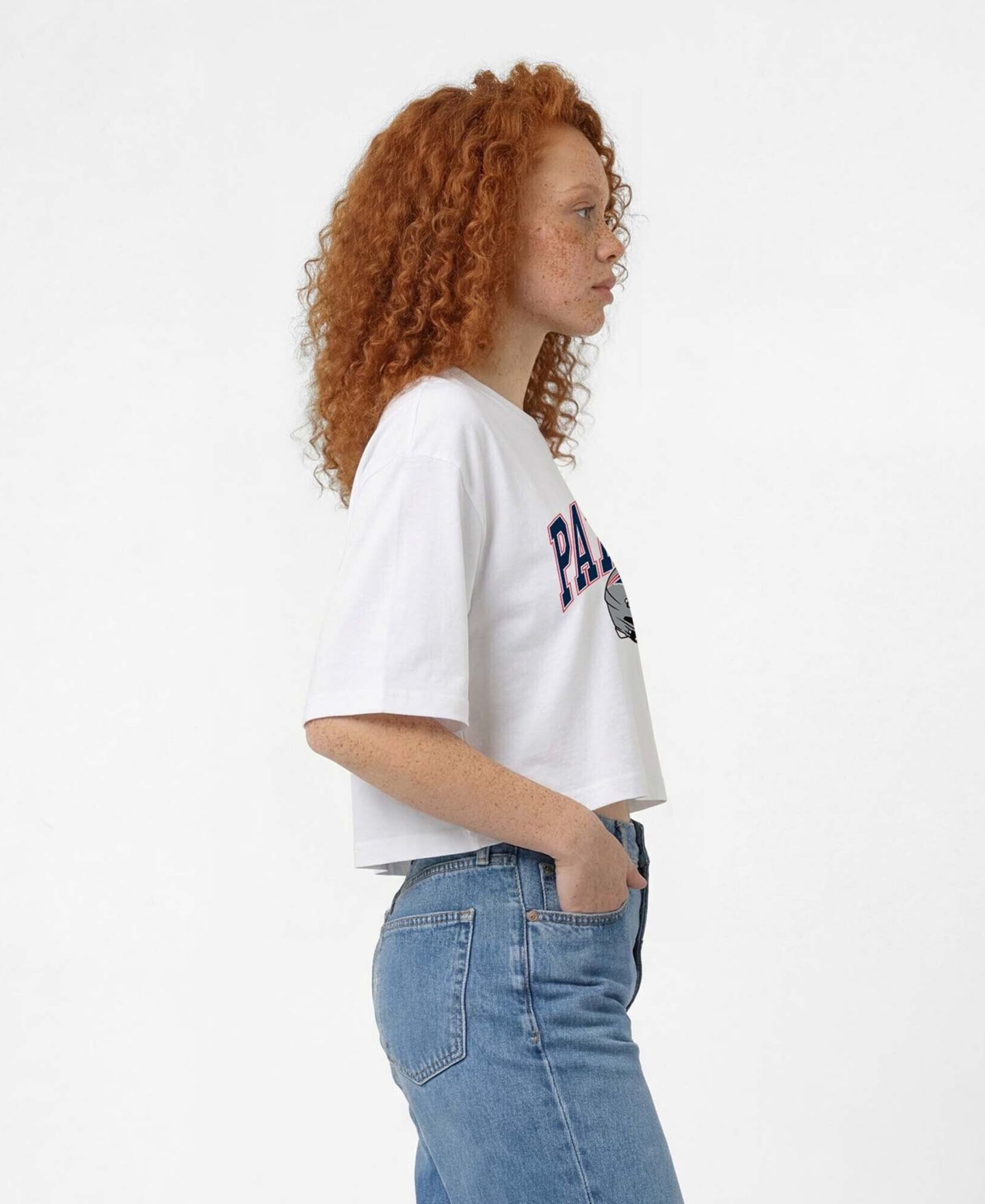 Женская футболка Champion White New England Patriots Boyfriend Cropped — фото 3