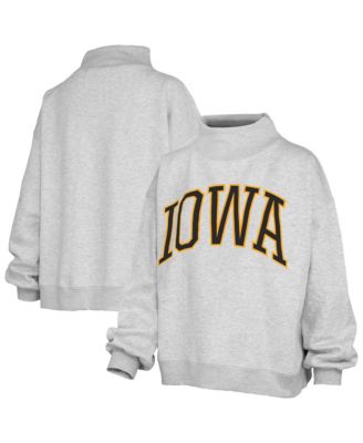 Women's Heather Gray Iowa Hawkeyes Oversized Nelson Mock Neck Sweatshirt