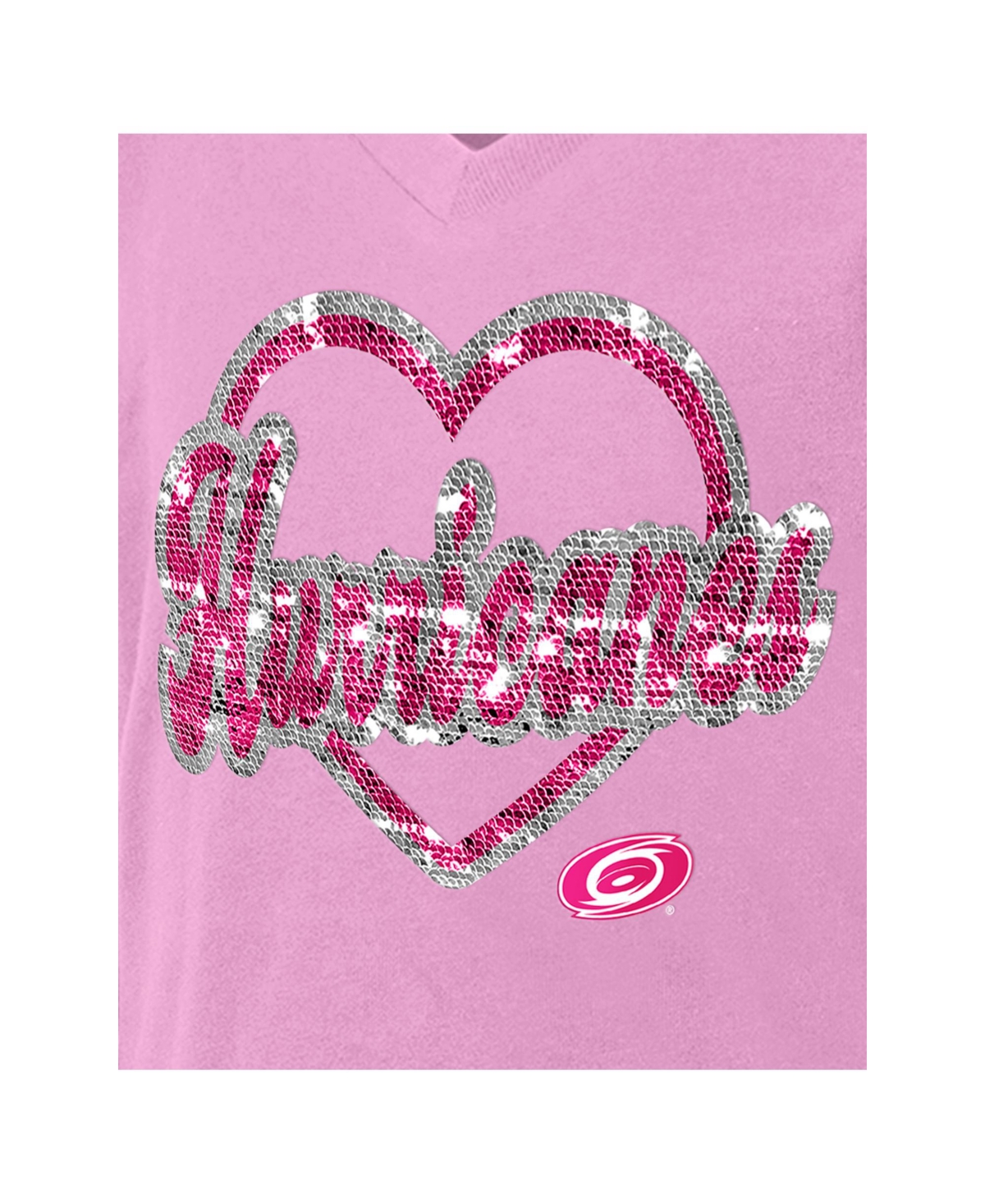 New Era Girl's Big Boys and Girls Pink Carolina Hurricanes Flip Sequin V-Neck T-Shirt