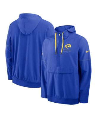 Men's Royal Los Angeles Rams Sideline Anorak Half-Zip Hooded Jacket
