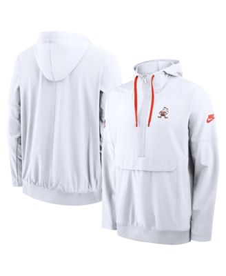Men's White Cleveland Browns Alt Anorak Half-Zip Hooded Jacket