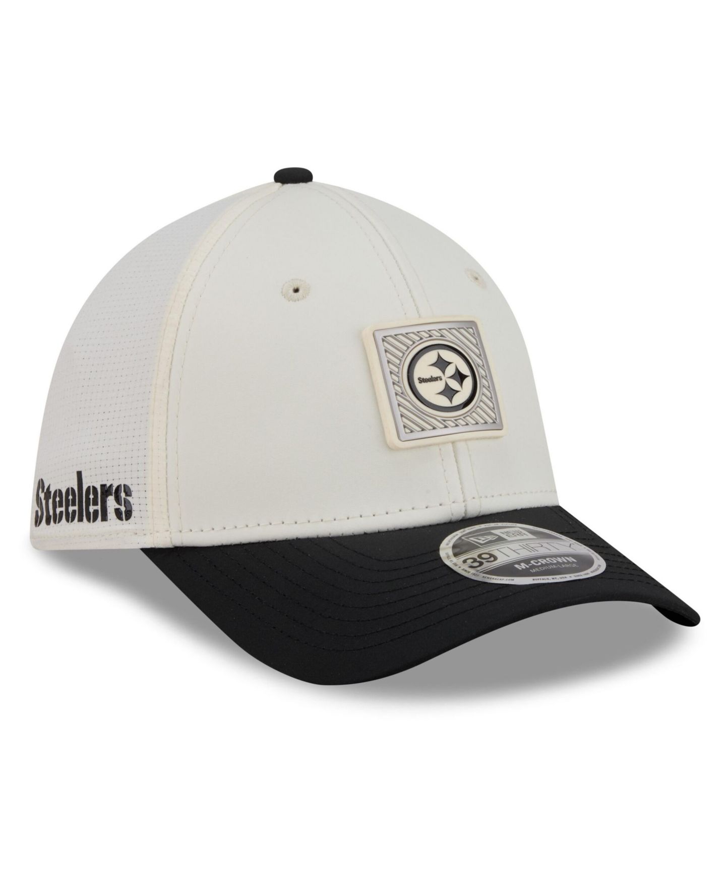 Мужская кепка New Era Cream/Black Pittsburgh Steelers 2026 NFL Training Camp 39THIRTY Flex Hat — фото 1