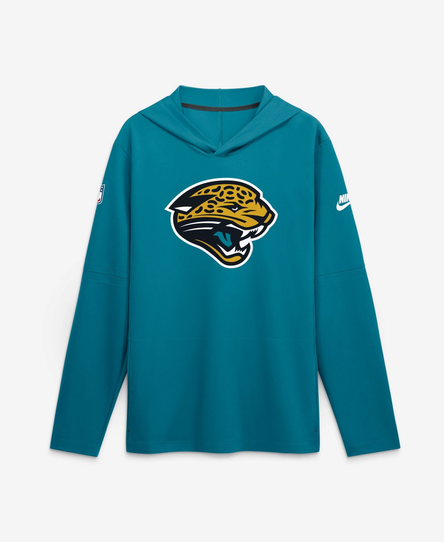 Мужская футболка Nike Teal Jacksonville Jaguars Sideline Dri-FIT Long Sleeve Hooded — фото 1