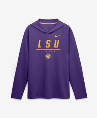 Men's Purple LSU Tigers 2026 Sideline Lightweight Long Sleeve Hooded Dri-FIT T-Shirt