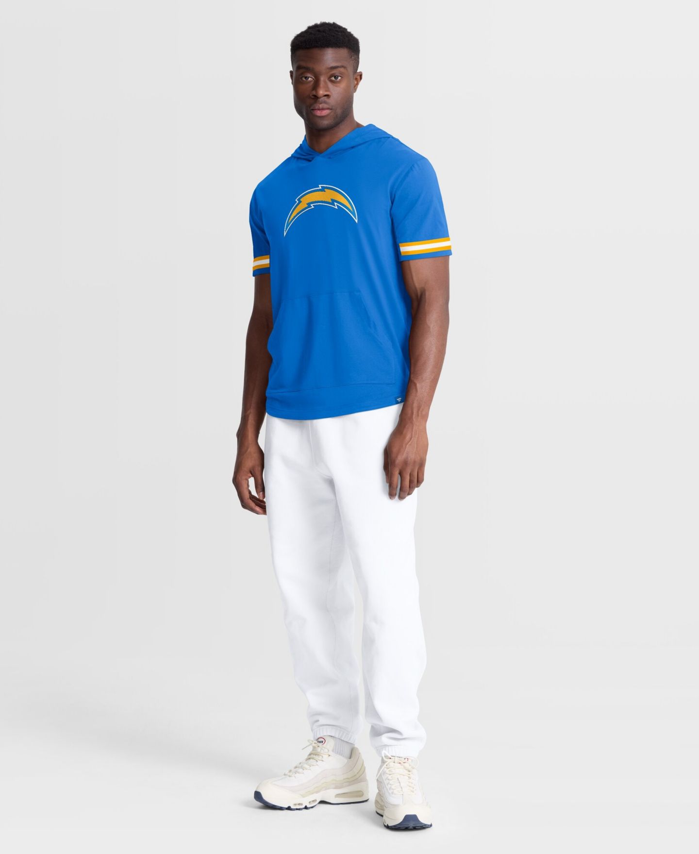 Мужская футболка Fanatics Powder Blue Los Angeles Chargers Optimal Play Short Sleeve Hooded — фото 5