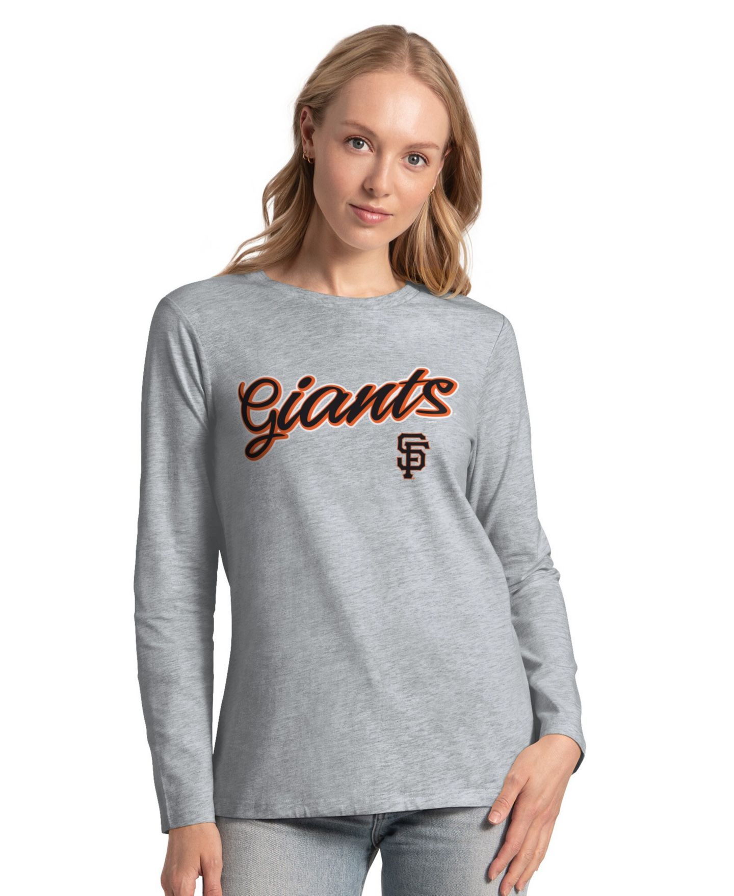 Женские футболки G-III 4Her by Carl Banks Black/Heather Gray San Francisco Giants Short-Sleeve and Long-Sleeve T-Shirt Combo Pack — фото 4