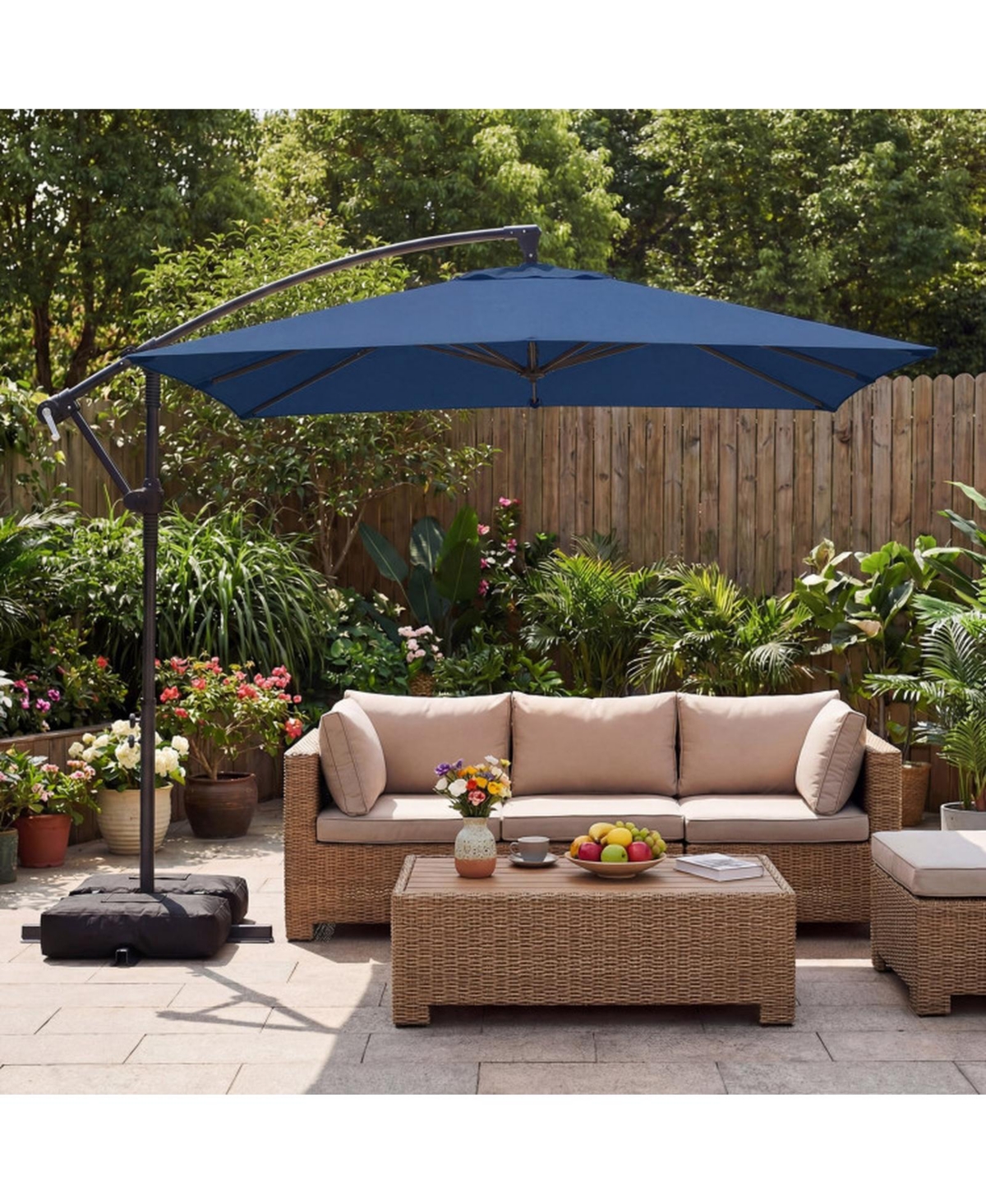 Gouun 8 x 8 Foot Square Offset Cantilever Patio Umbrella