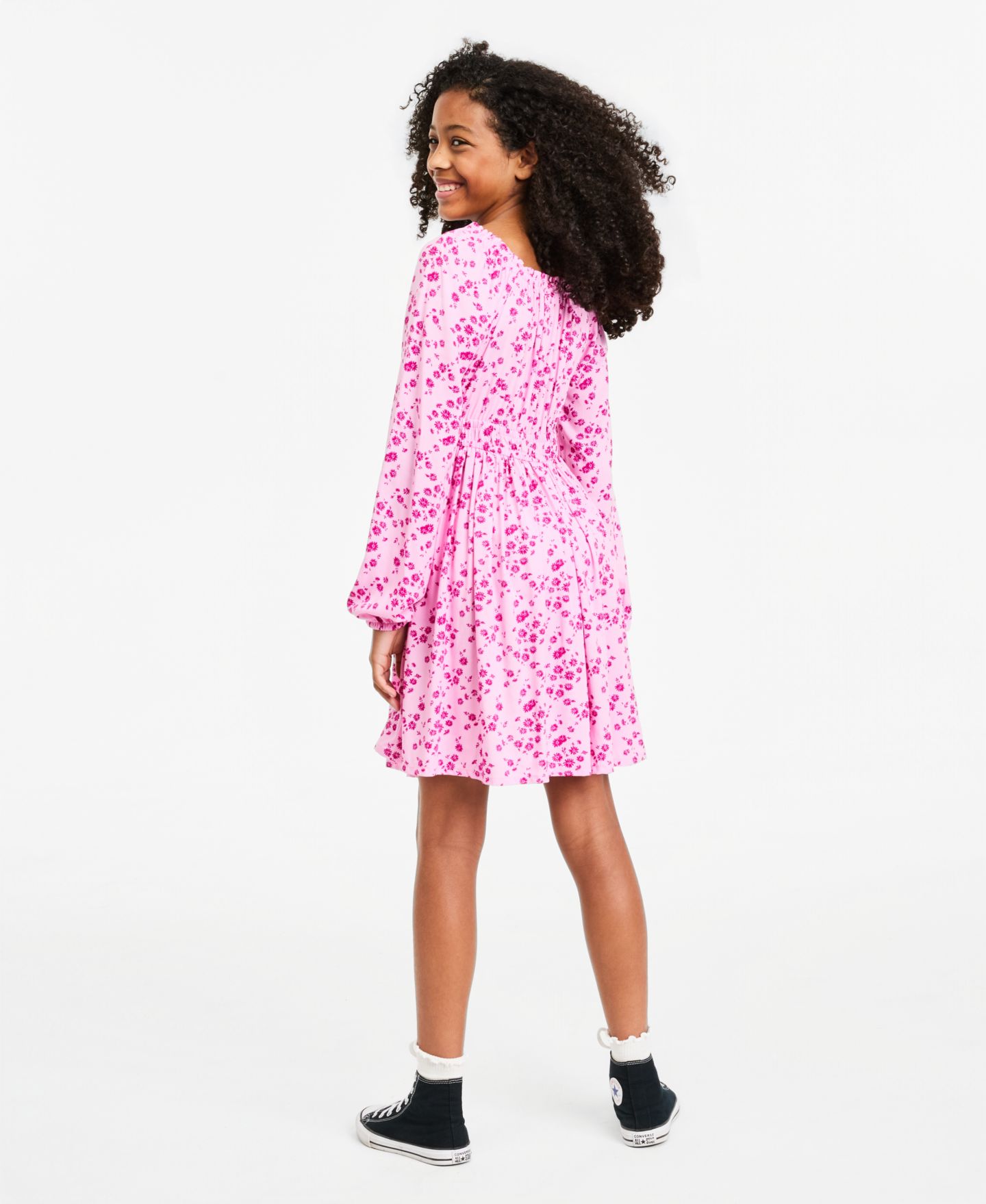 Платье Epic Threads Long-Sleeve Floral-Print Dress для девочек, цвет: Bonbon — фото 3