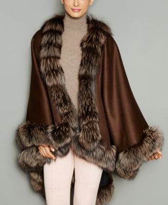 The Fur Vault - Fox-Fur-Trim Wool-Blend Cape