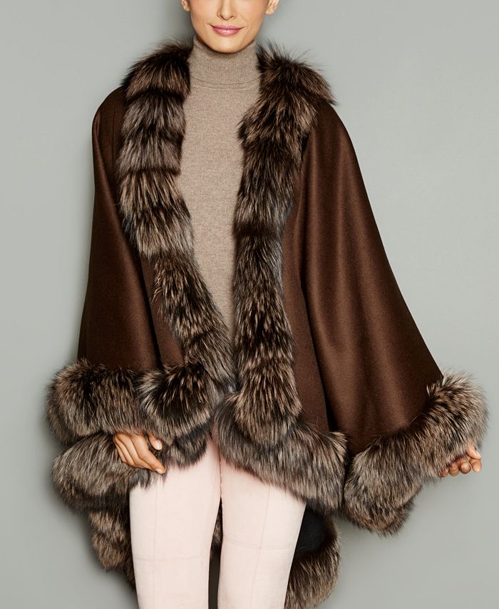 The Fur Vault FoxFurTrim WoolBlend Cape Macy's