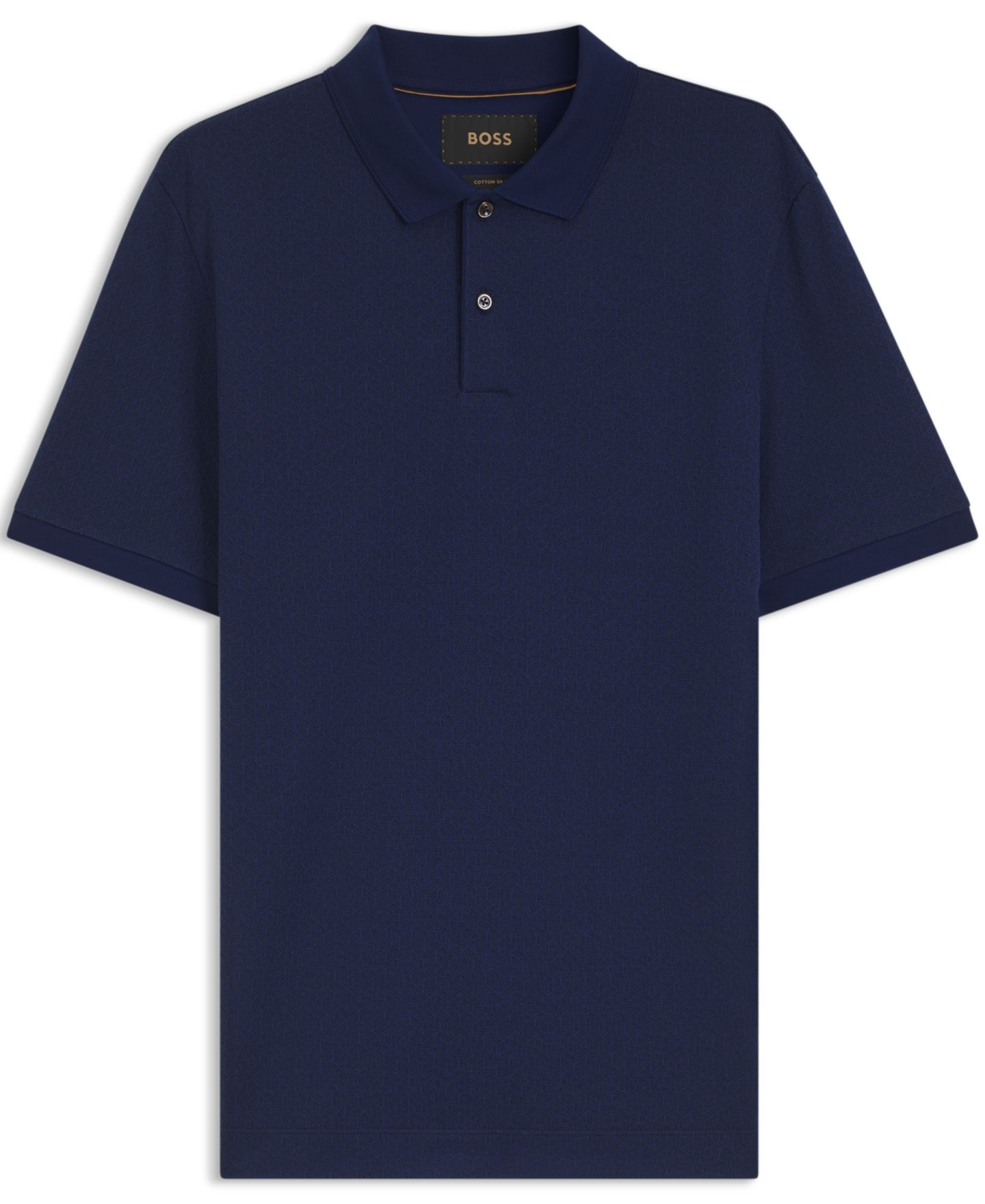 Мужское поло Hugo Boss Cotton-Silk Jacquard Regular-Fit Polo Shirt, цвет: Синий — фото 2