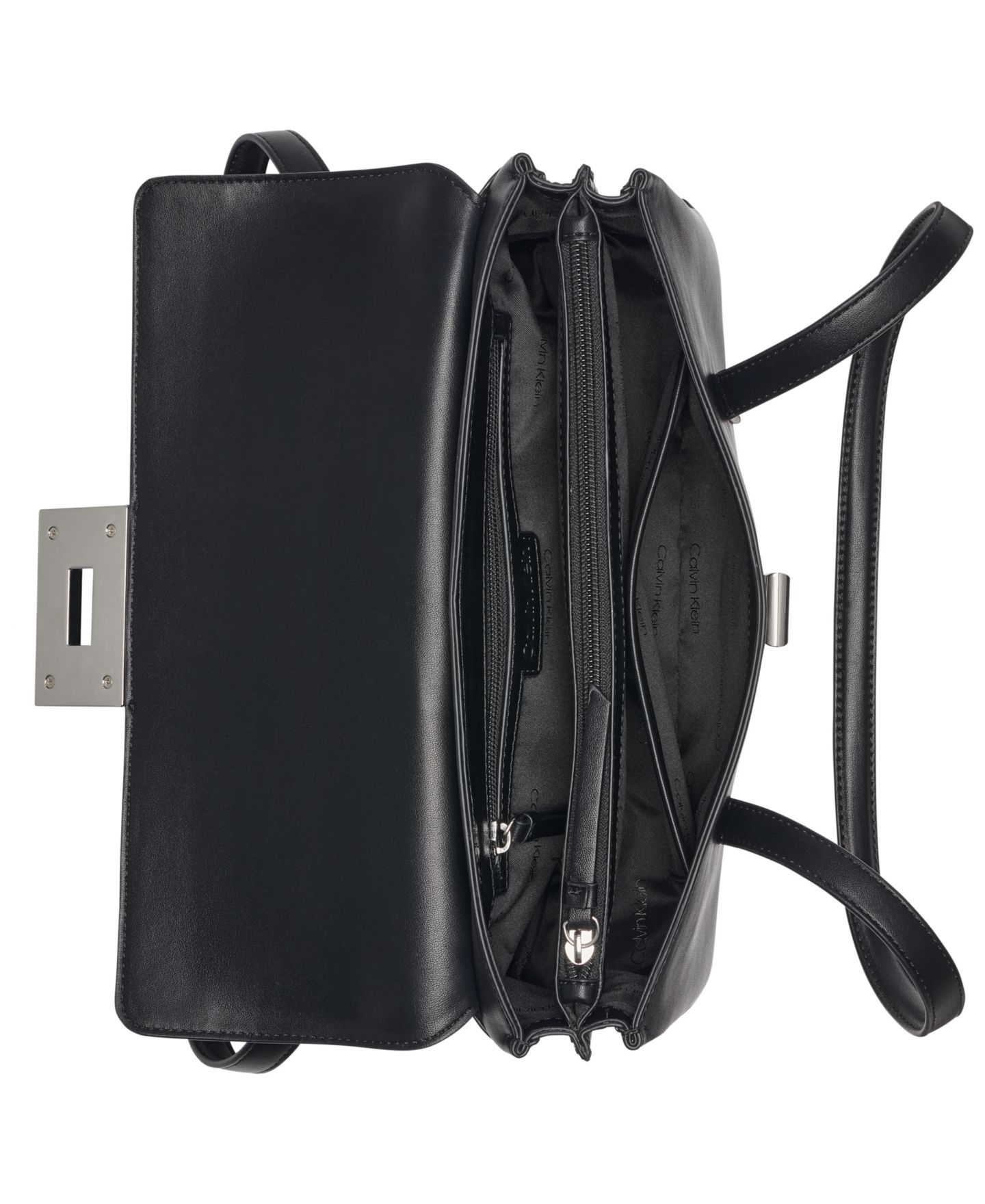 Женская сумка Calvin Klein Saige Medium Shoulder Handbag, цвет: Чёрный / Серебряный — фото 6