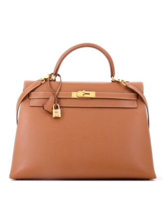 Kelly 35 Handbag Brown Courchevel with Gold Hardware