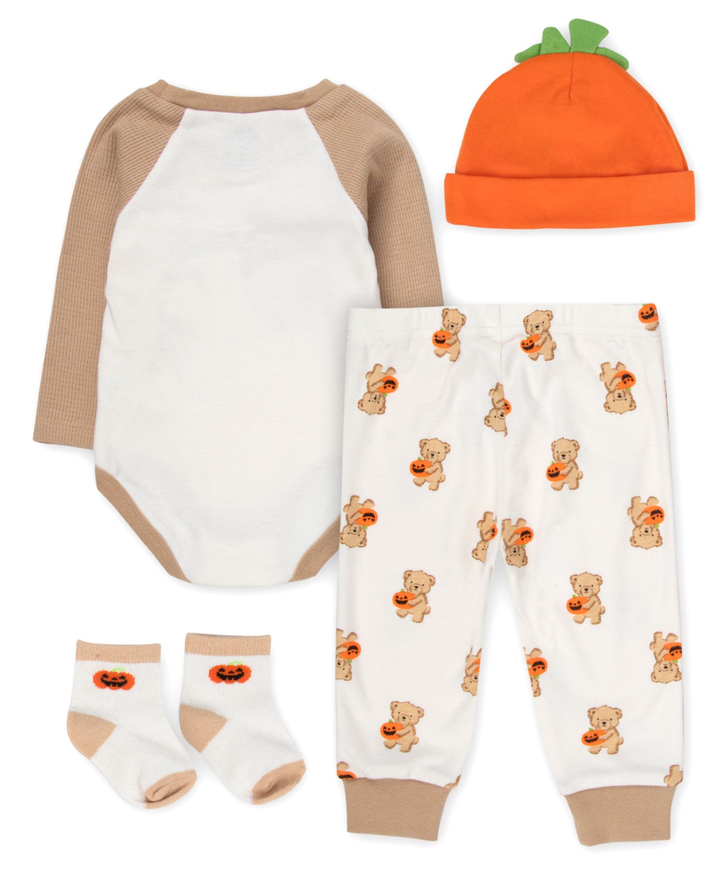 Детский комплект Baby Essentials My First Halloween: боди, джоггеры, носки, шапка, цвет: Бежевый / Хаки — фото 2