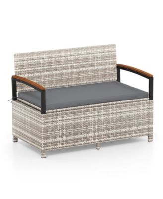 Patio Storage Bench with Cushion and Deck Box Storage Compartment