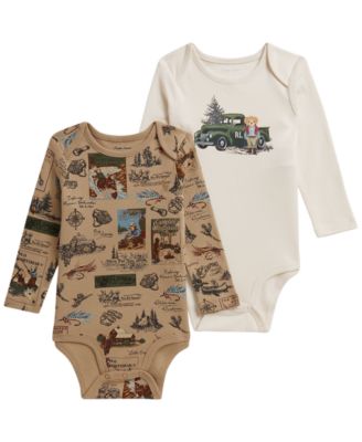 Polo Ralph Lauren Baby Boys Polo Bear Cotton Bodysuit 2-Pack - Wilderness Scout 50$