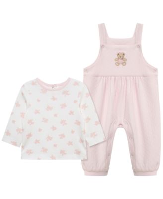 Baby Girls' Cotton Long-Sleeve T-Shirt and Overall, 2-Piece Set