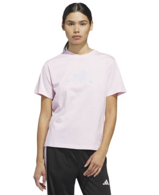 Women's Gingham Big Logo Graphic Crewneck Cotton T-Shirt