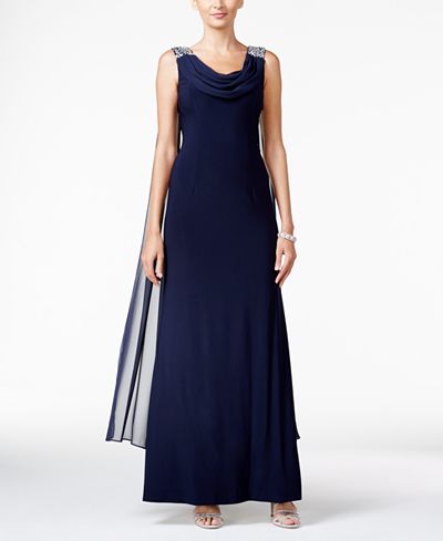 Jessica Howard Embellished Cowl-Neck A-Line Gown