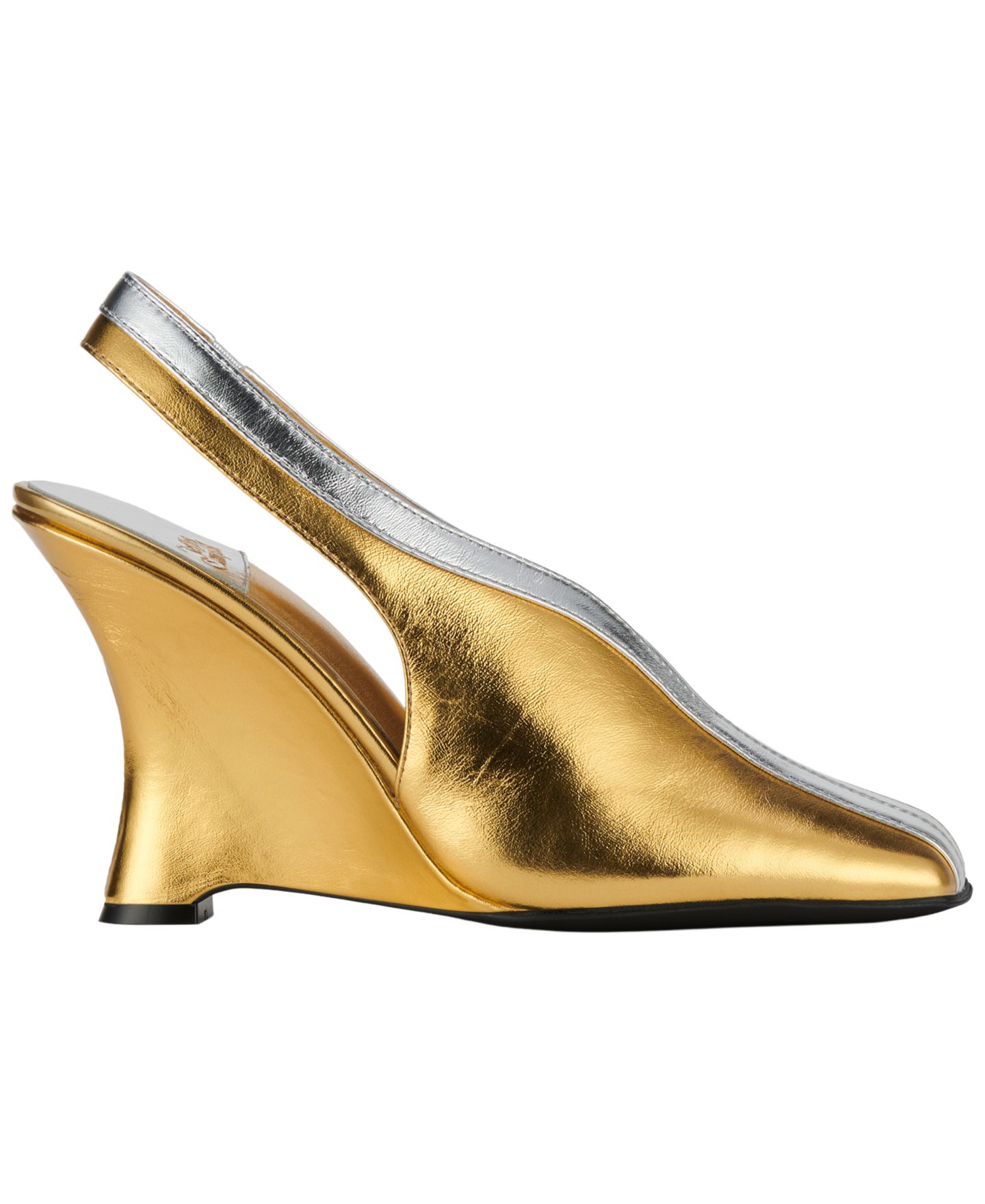 Женские туфли Jeffrey Campbell Straits Slingback Wedge Pumps, цвет: Золотой / Серебряный комбинированный — фото 2