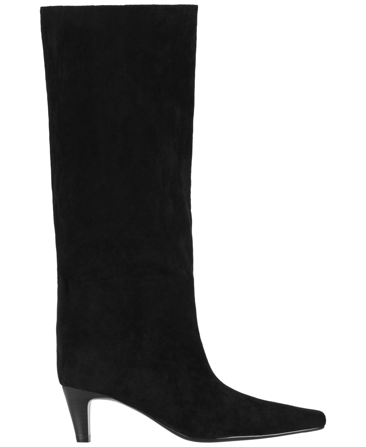 Женские ботинки Jeffrey Campbell Trixxie Kitten Heel Stovepipe Knee High, цвет: Чёрный замшевый — фото 2