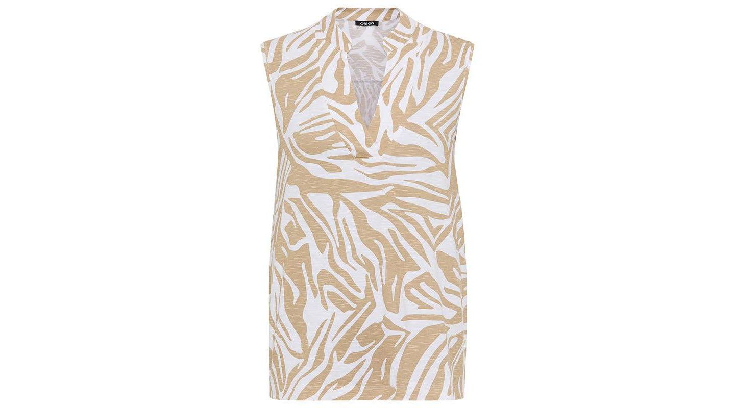 Женский топ Olsen Sleeveless Neo Zebra V-Neck Shell, цвет: Пустынный каменный — фото 3