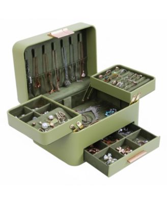 3 Layers Jewelry Organizer Box with Drawers PU Leather Storage for Earrings Rings Necklaces Bracelets