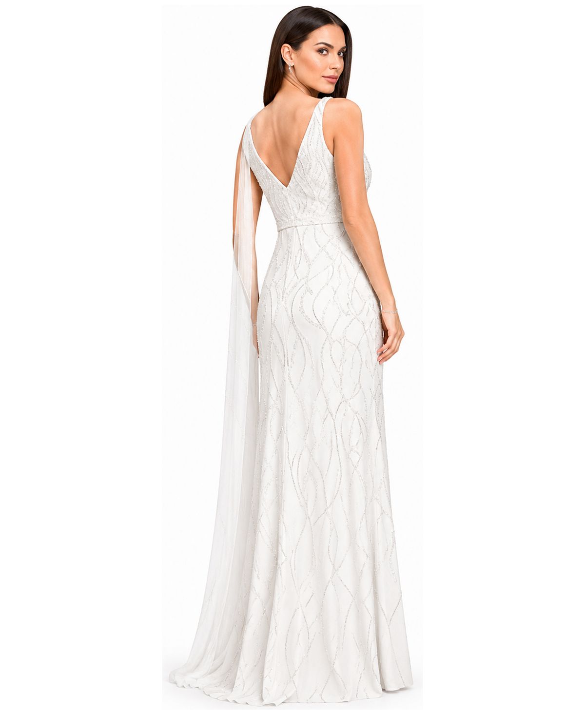 Lara Women's Beaded Wedding Gown with Cape view 2 — MAYCSS fashion products