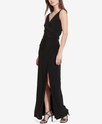 ralph lauren shirred jersey gown