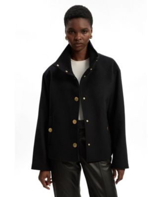 Women's Brushed Wool Funnel Neck Tailored Coat