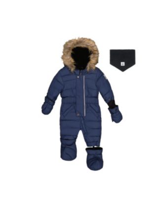 Baby Unisex Original One Piece Puffy Snowsuit with Removable Mittens and Boots.