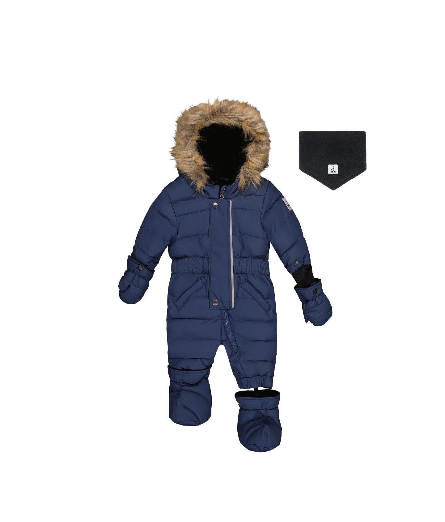 Комбинезон Deux par Deux Unisex Original One Piece Puffy Snowsuit with Removable Mittens and Boots. для мальчиков-малышей, цвет: Тёмный синий — фото 1