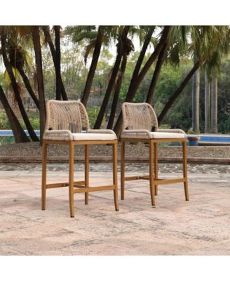 Pieces Wicker and Aluminum Modern Barstools with Cushion