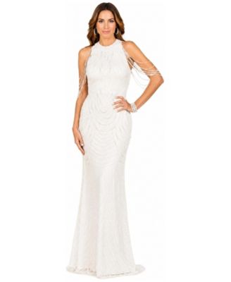 Women's Halter Neck Gown with Fringe