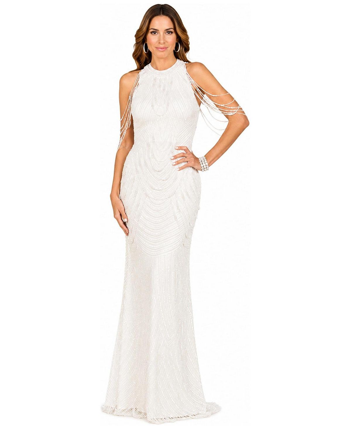 Lara Women's Halter Neck Gown with Fringe view 1 — MAYCSS fashion products