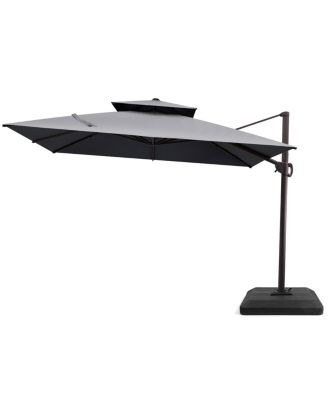 10x10Feet Outdoor Patio Double Top Square Aluminum Cantilever Umbrella with Umbrella Base