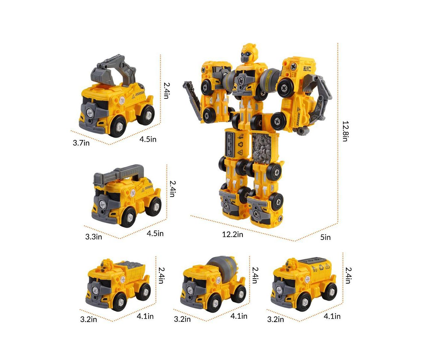 Детские конструкторы Cowin 5-in-1 Take Apart Stem Educational Engineering Toy Vehicle, 5-Piece Set, Ages 3-8 — фото 3