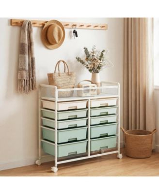 Rolling Craft Cart with 10 Drawers, Art Craft Organizers and Storage with Lockable Wheels, Utility Cart